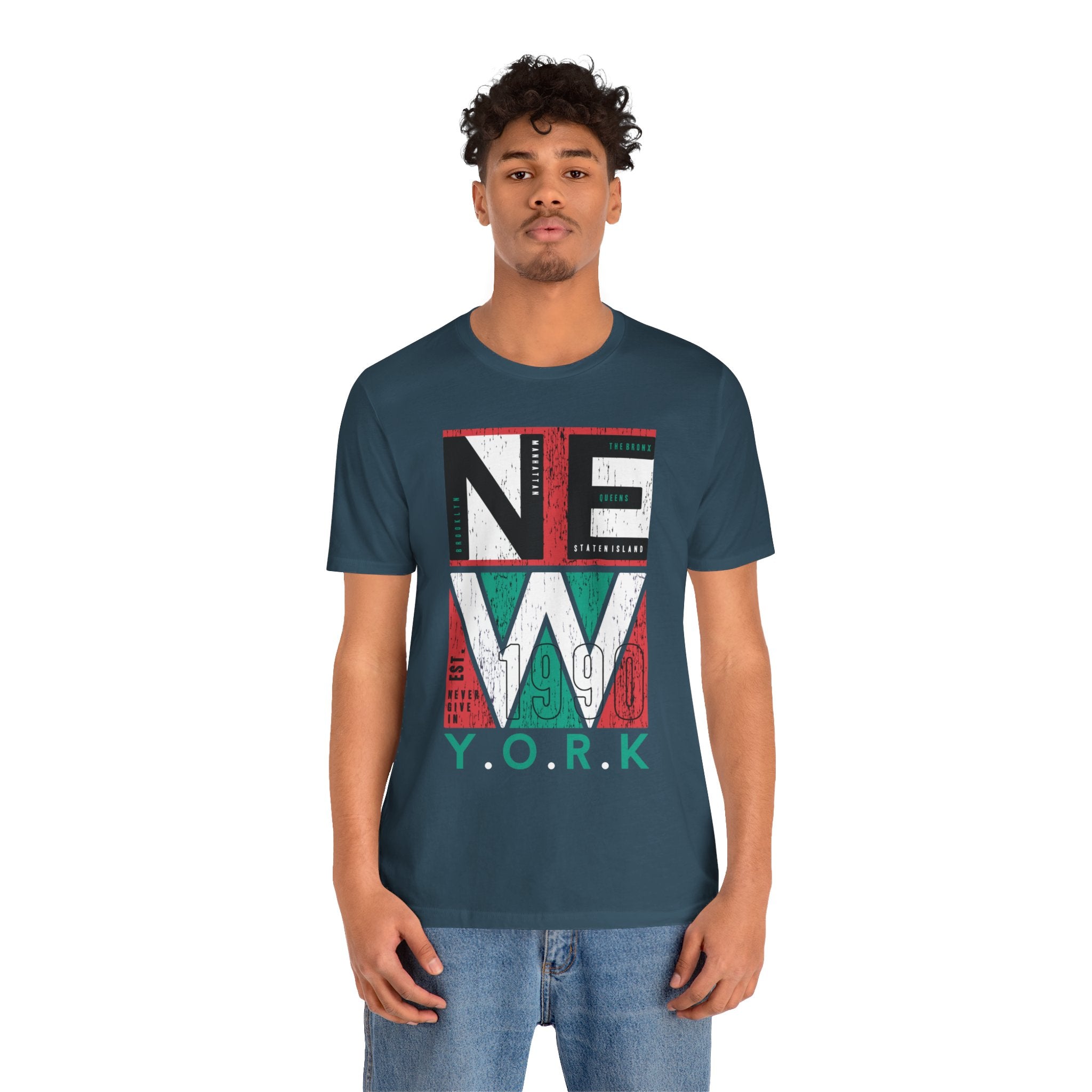 Deep Teal Retro New York T-shirt Man 2